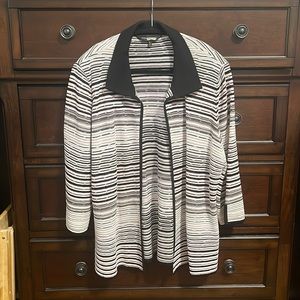 Ming Wang Pink Black White Cardigan Blazer 1X